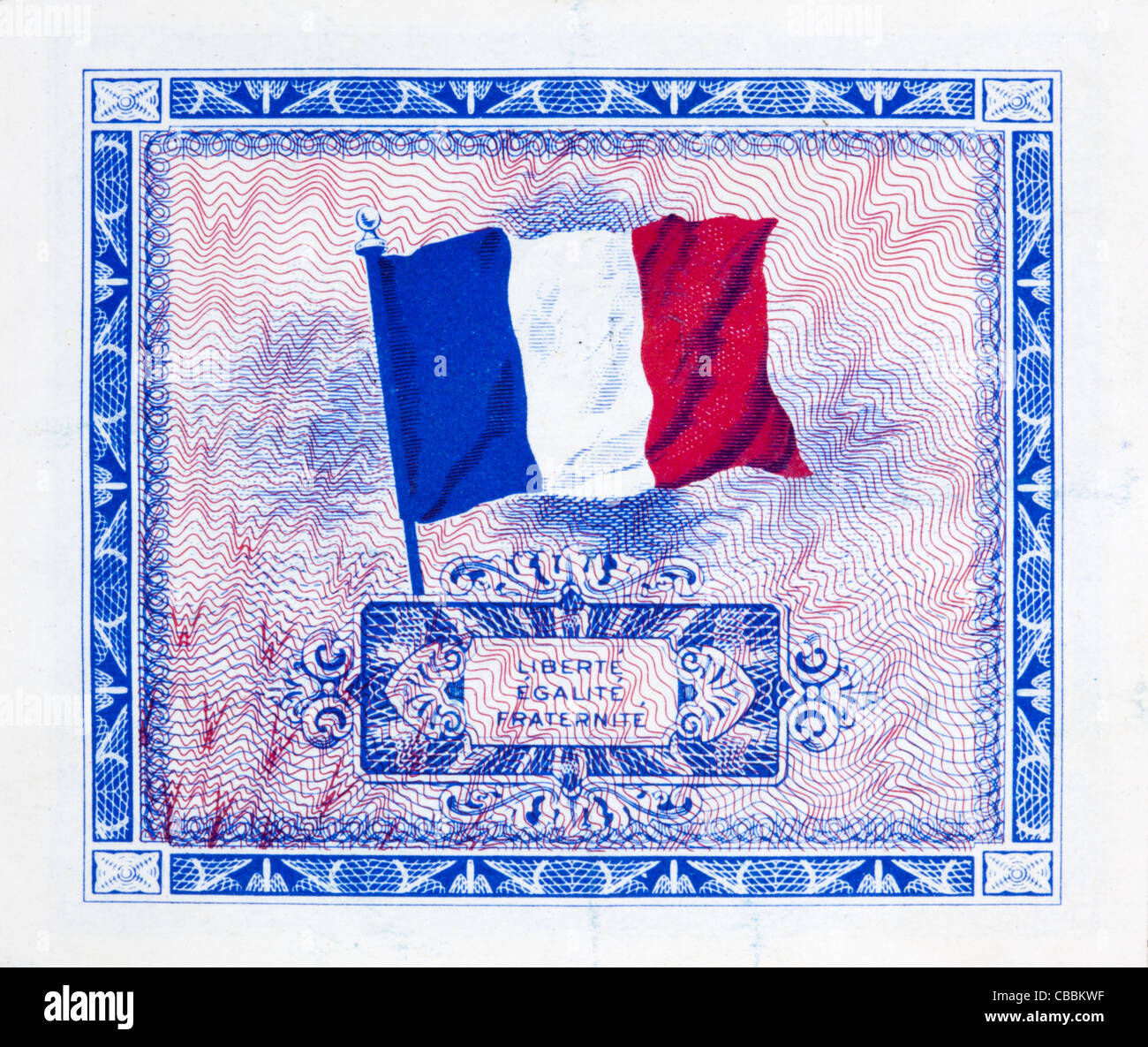1944 supplementare del franco francese valuta utilizzata dalle forze alleate in Europa durante la Seconda Guerra Mondiale Foto Stock