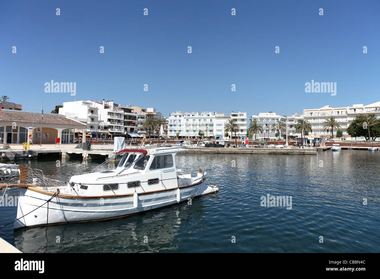 Barca marina a C'an Picafort, Maiorca, SPAGNA Foto Stock