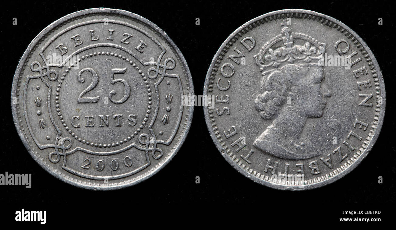 25 centesimi moneta, Belize, 2000 Foto Stock