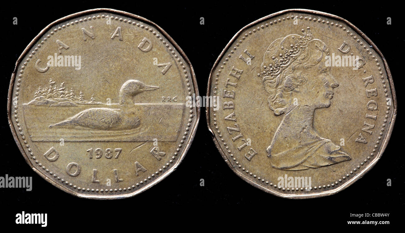 1 Dollar coin, Canada, 1987 Foto Stock