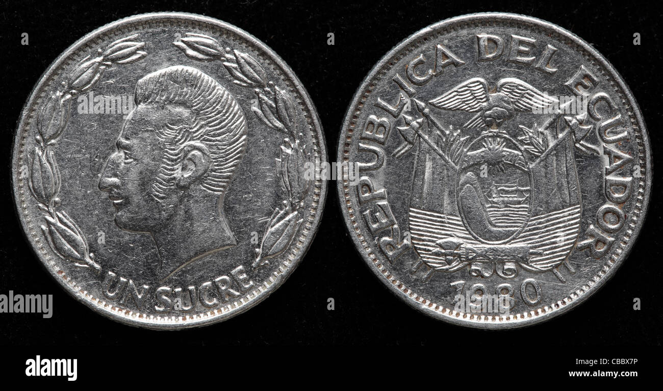 1 Sucre coin, Ecuador, 1980 Foto Stock
