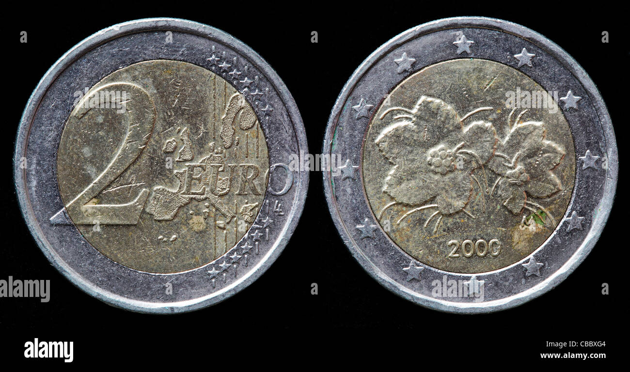 2 Euro moneta, Finlandia, 2000 Foto Stock