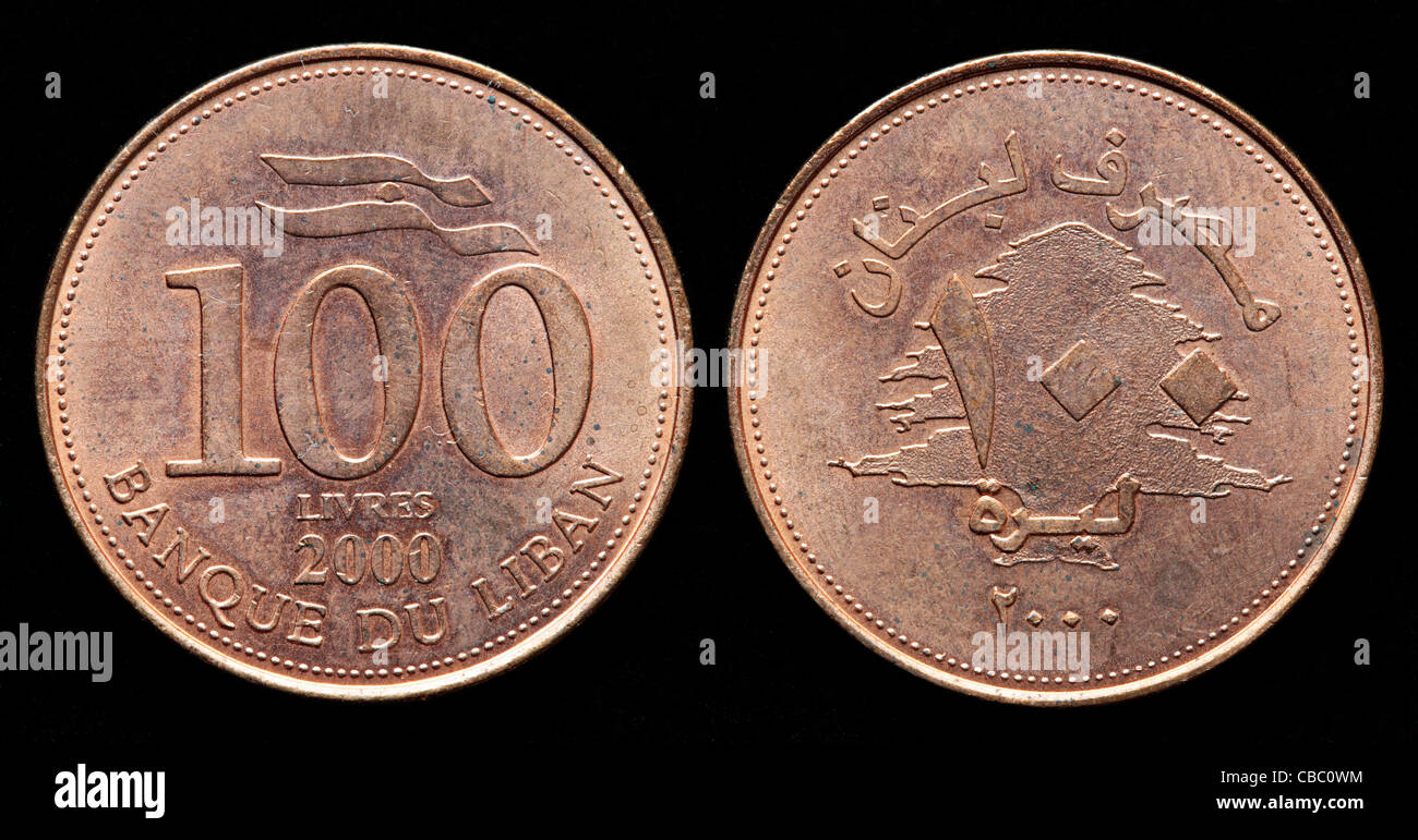 100 Livres coin, Libano, 2000 Foto Stock