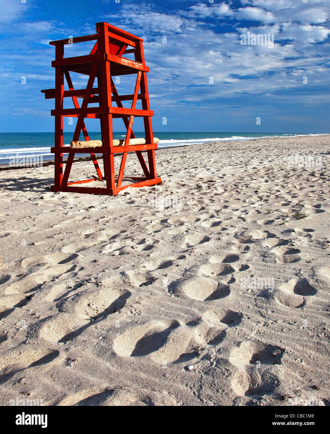 Bagnino riposare sulla spiaggia in Florida. Foto Stock