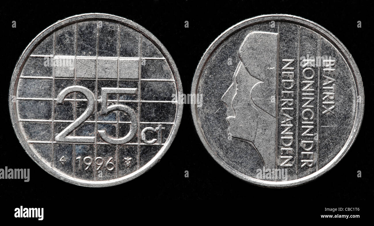 25 centesimi moneta, Paesi Bassi, 1996 Foto Stock