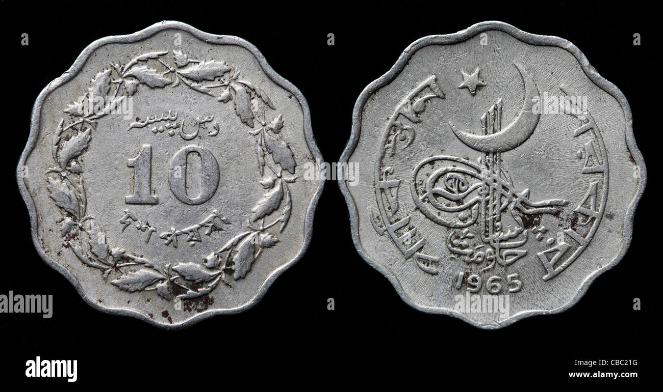 10 paisa coin, Pakistan, 1965 Foto Stock