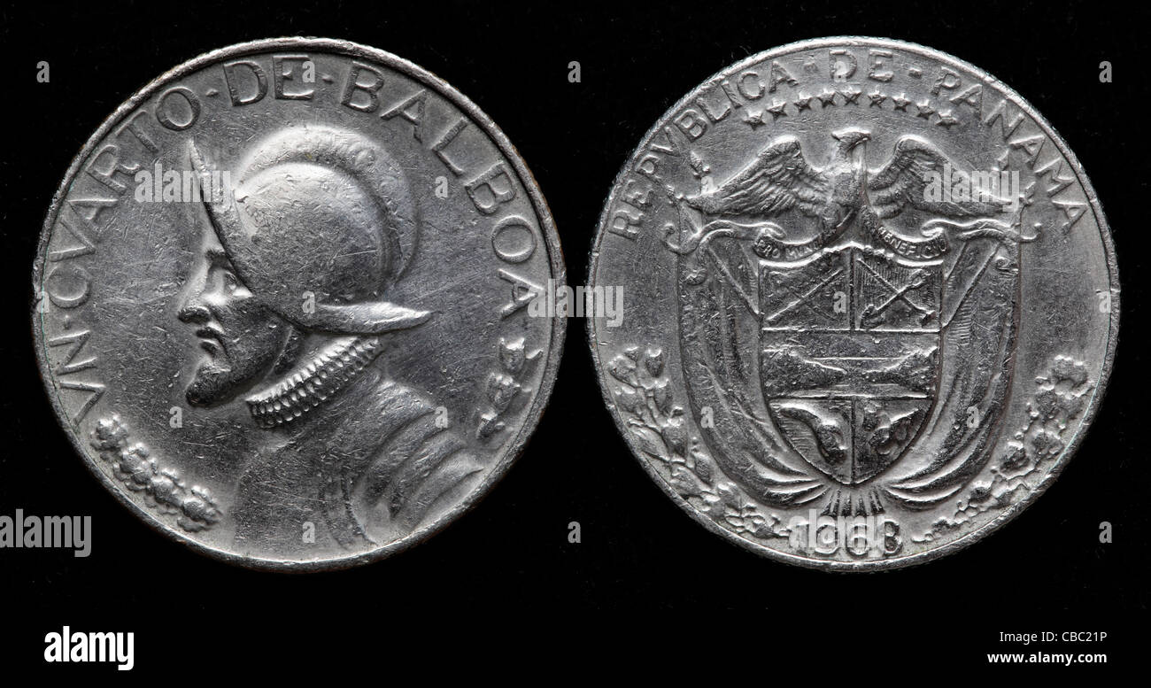 Quarto Balboa moneta, Panama, 1968 Foto Stock