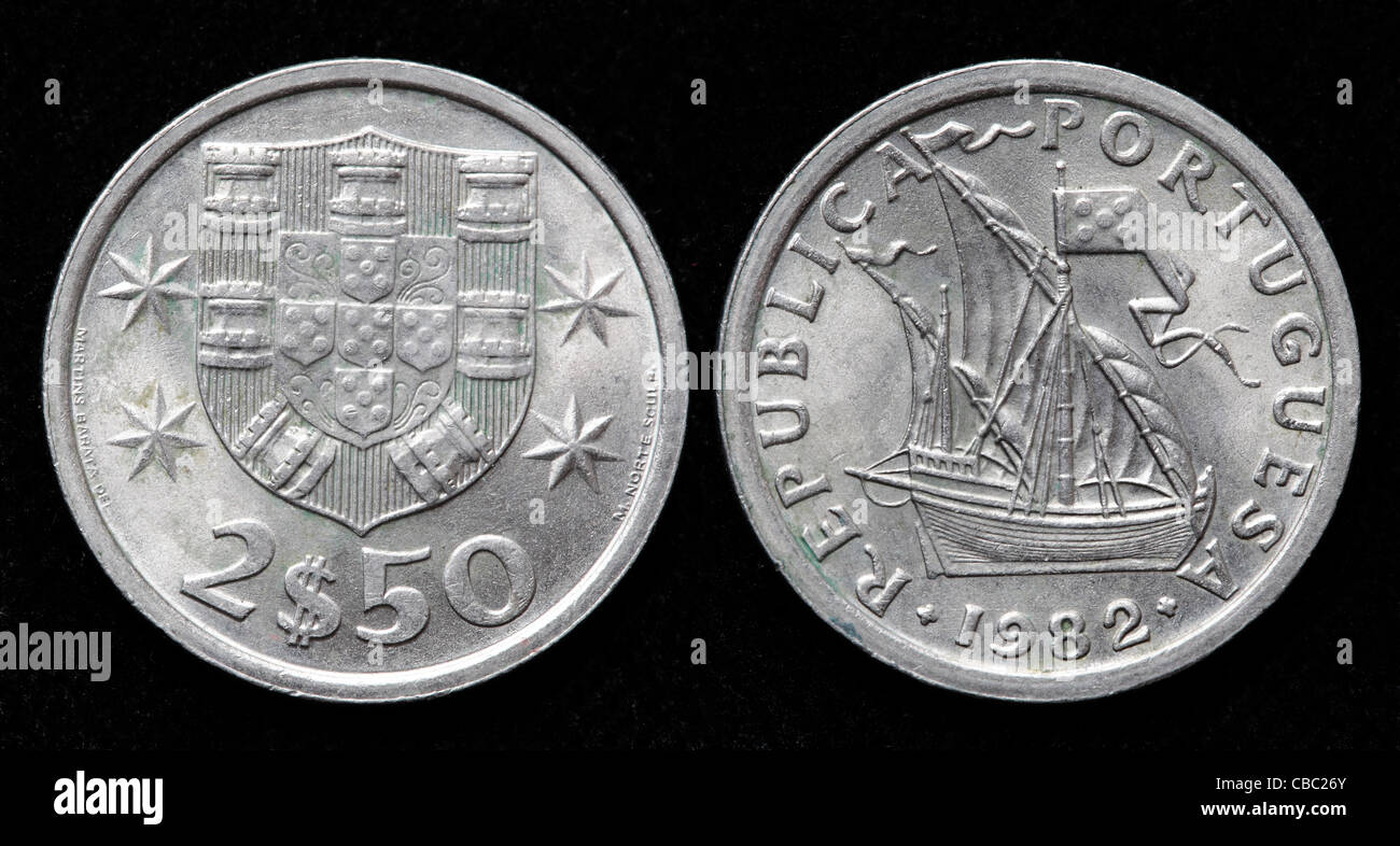 2,5 Escudos coin, Portogallo, 1982 Foto Stock