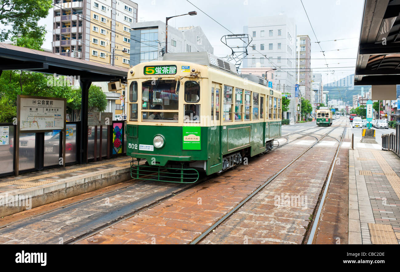 La stazione dei tram a Nagasaki Prefettura di Nagasaki - Kyushu, Giappone Foto Stock