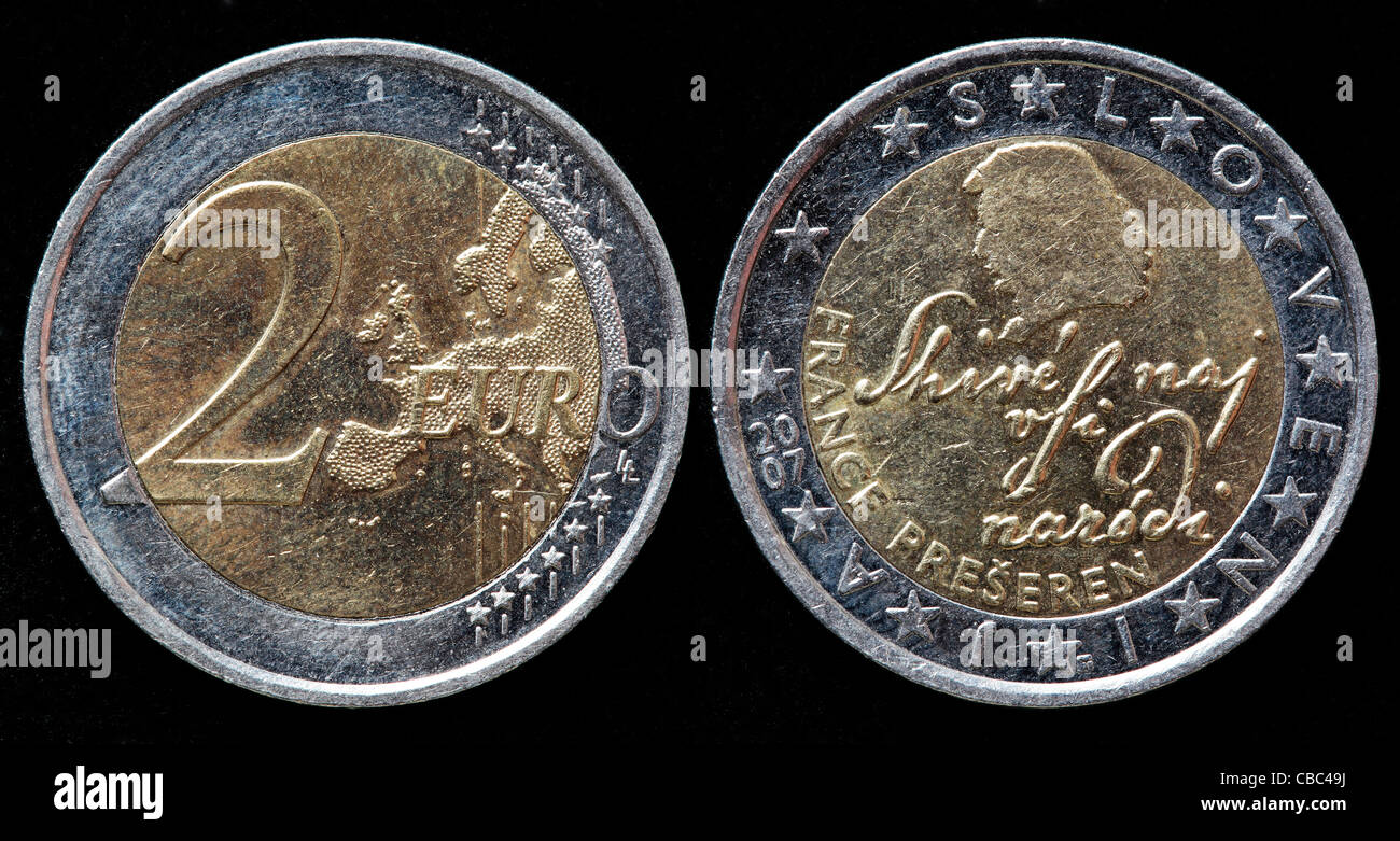 2 Euro moneta, Slovenia, 2007 Foto Stock