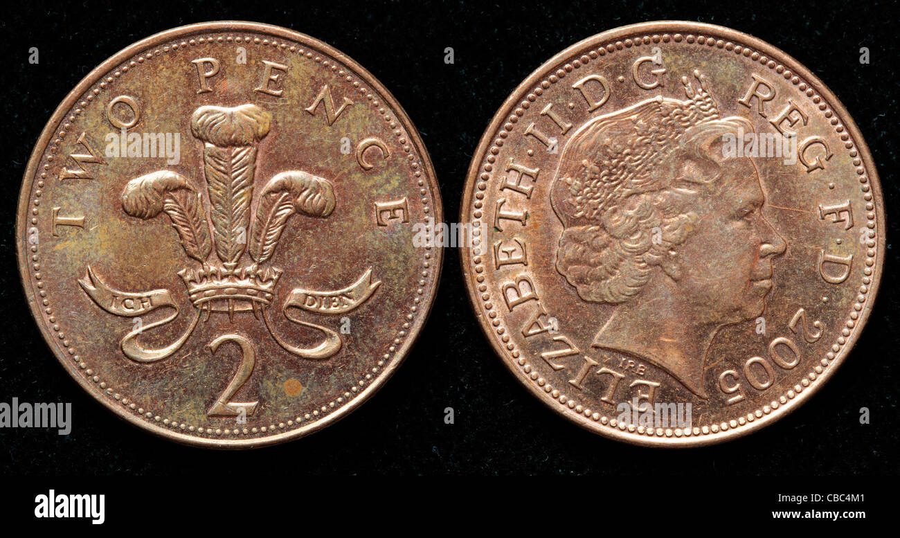 2 pence coin, UK, 2005 Foto Stock