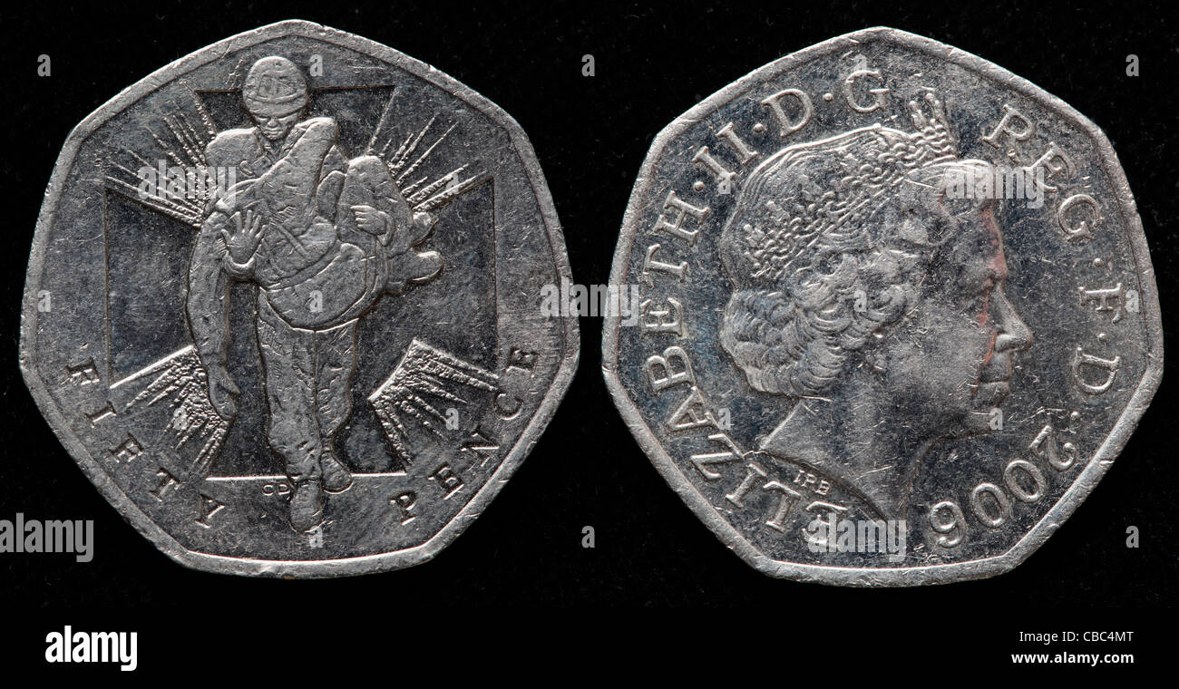 50 pence coin, UK, 2006 Foto Stock