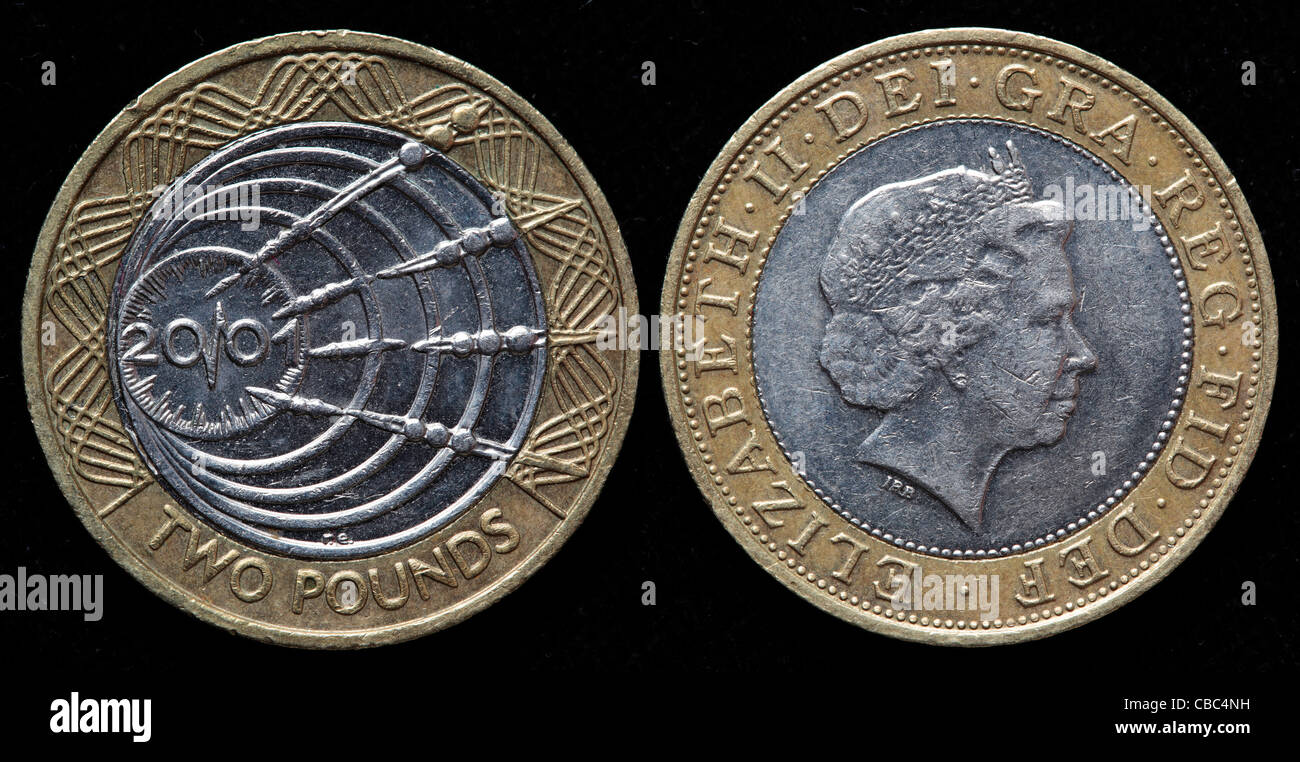 2 libbre di moneta, UK, 2001 Foto Stock