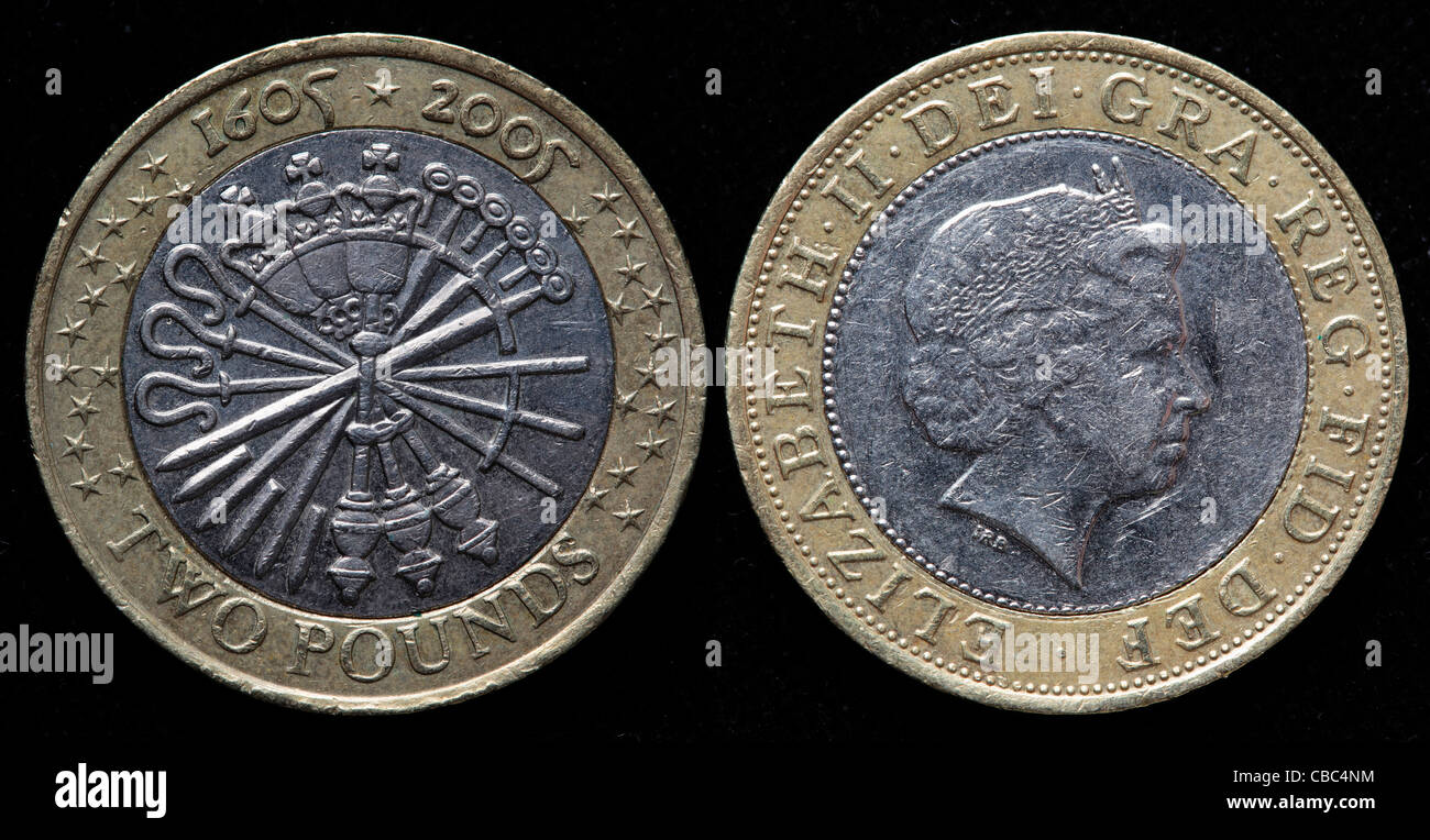 2 libbre di moneta, UK, 2005 Foto Stock