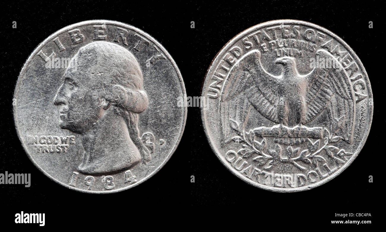 Quarto di Dollaro moneta, USA, 1984 Foto Stock