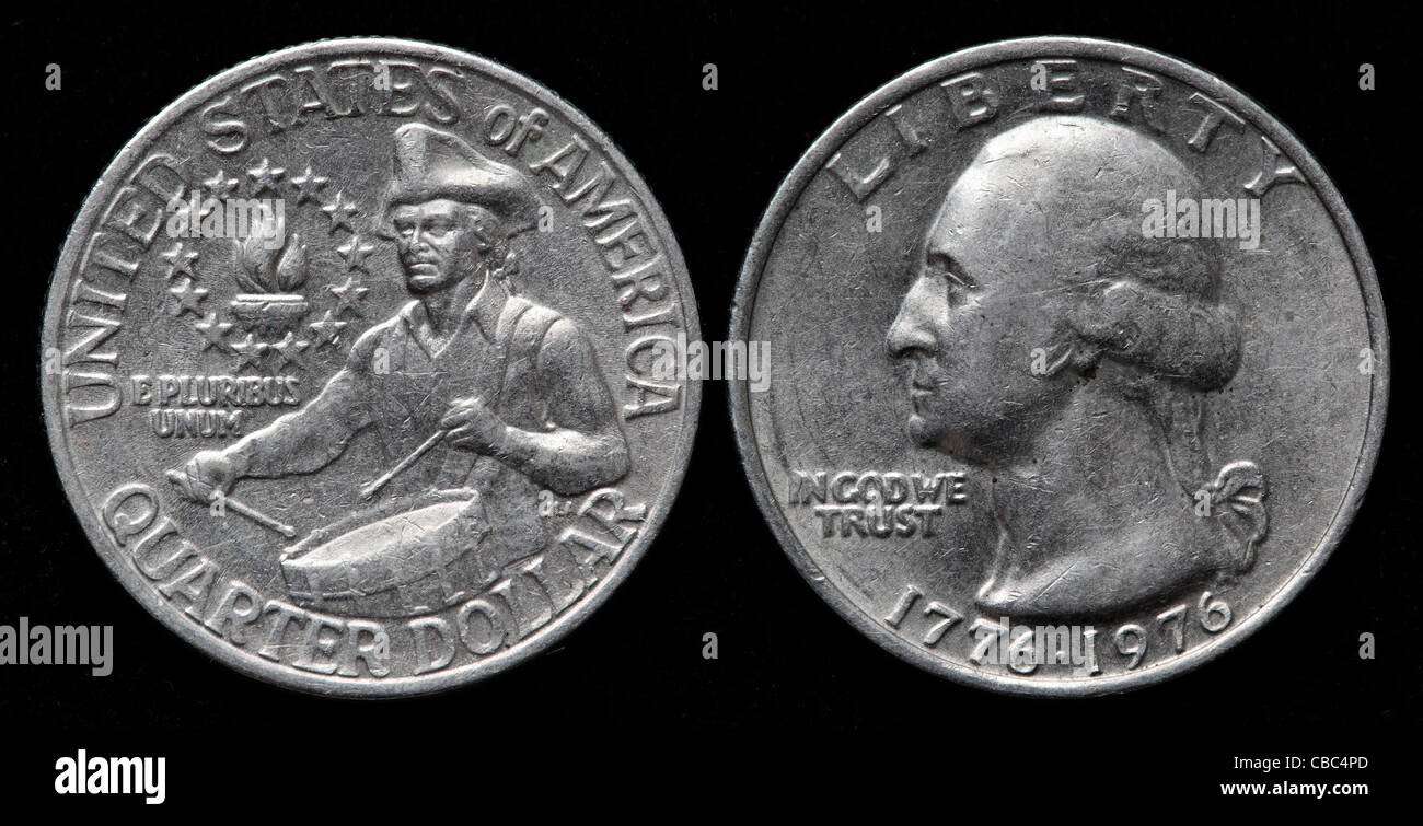 Quarto di Dollaro moneta, USA, 1976 Foto Stock
