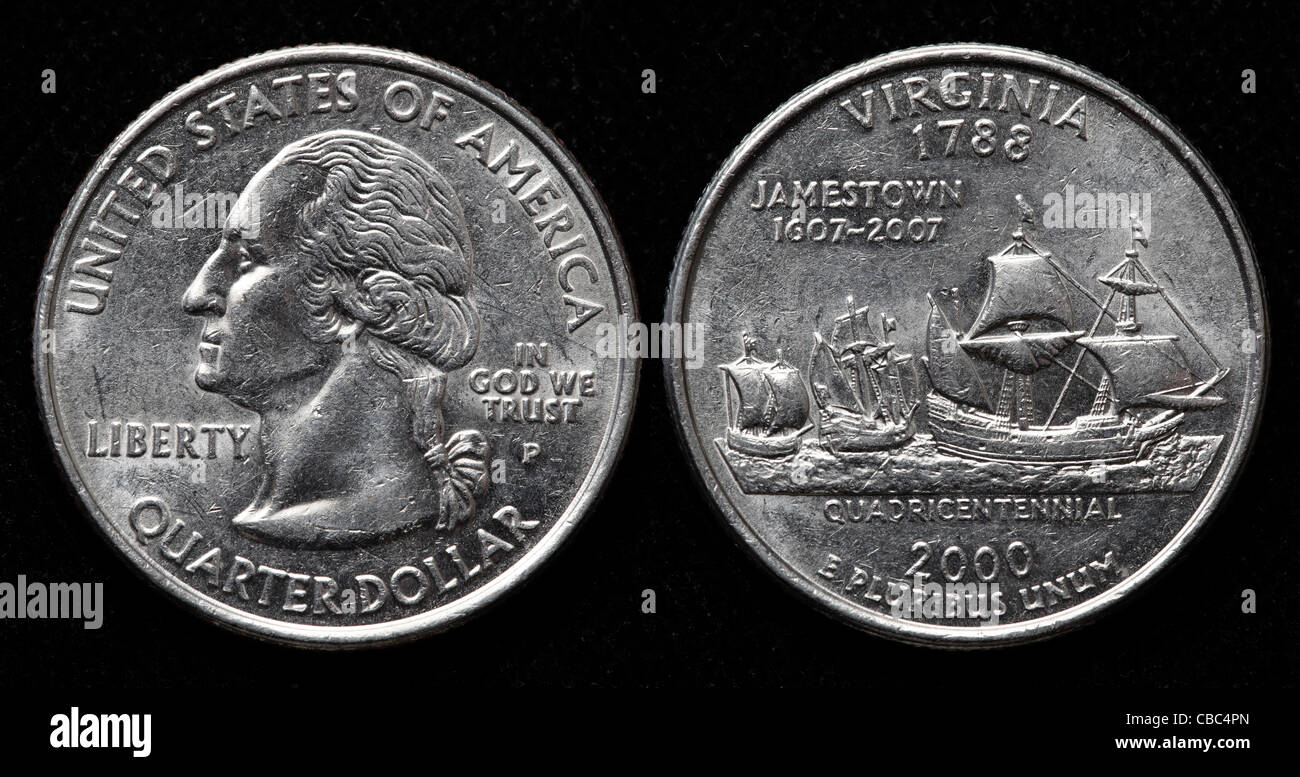 Quarto di Dollaro moneta, USA, 2000 Foto Stock