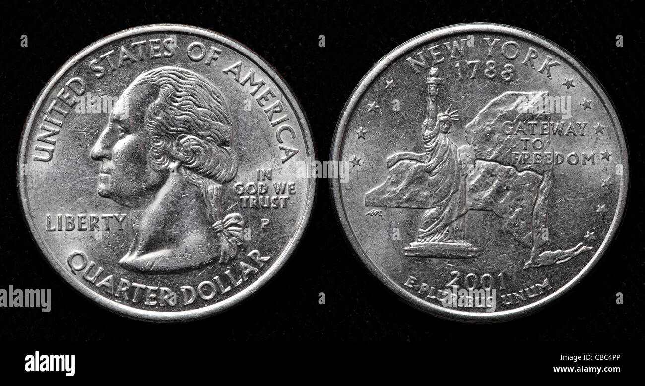 Quarto di Dollaro moneta, USA, 2001 Foto Stock