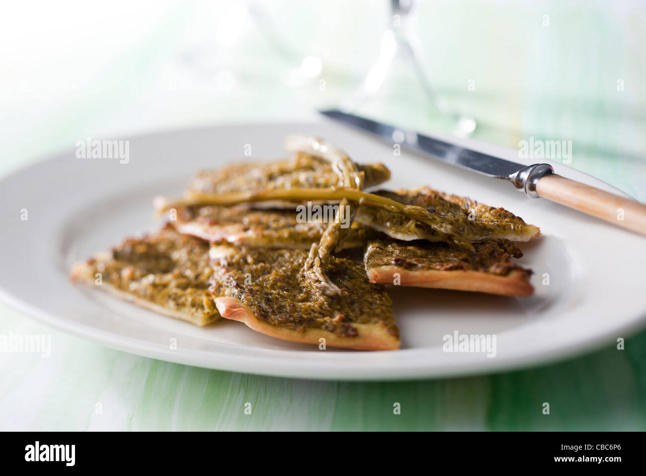 Pizza di asparagi Foto Stock