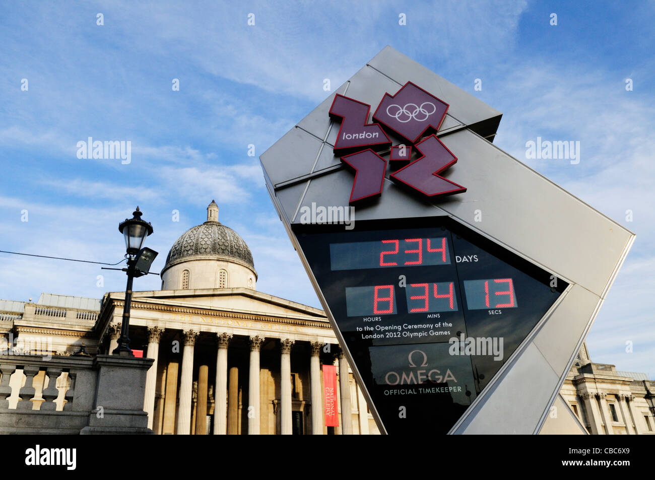 Olimpiadi 2012 Conto alla rovescia, Trafalgar Square, London, England, Regno Unito Foto Stock