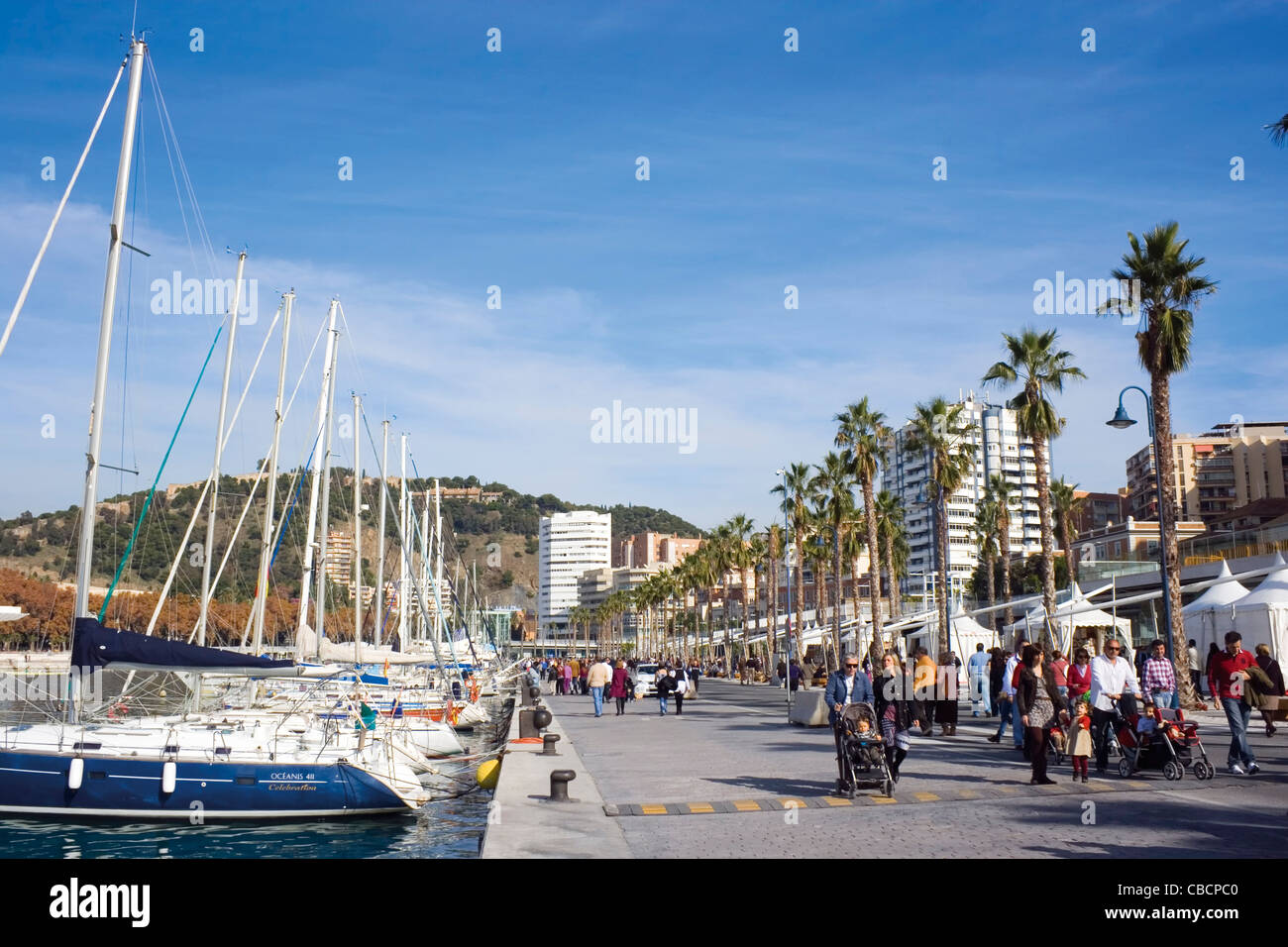 Il recentemente rinnovato porto di Malaga, Costa del Sol, Andalusia. Foto Stock