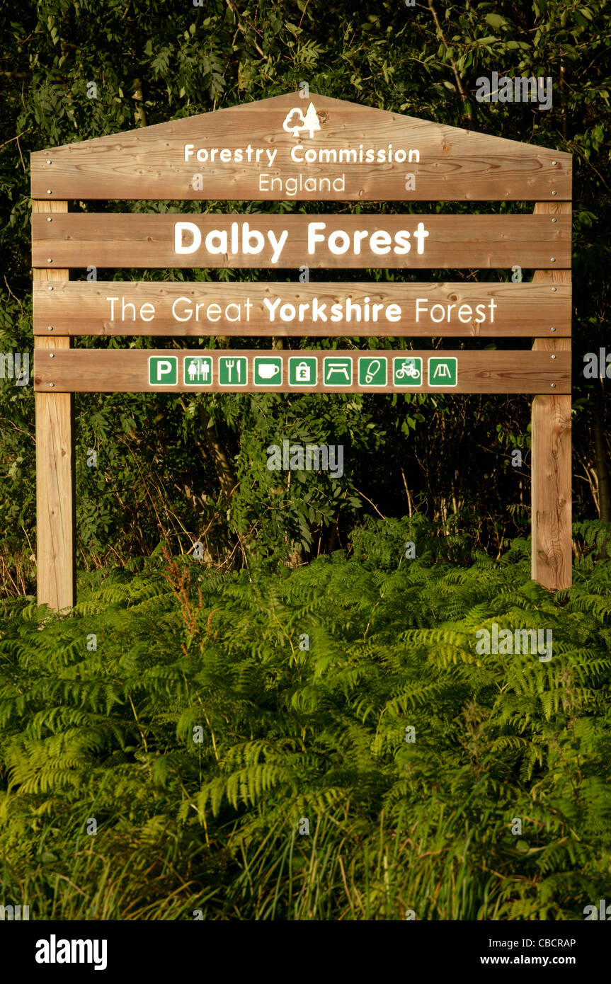 Dalby Forest segno di ingresso Foto Stock