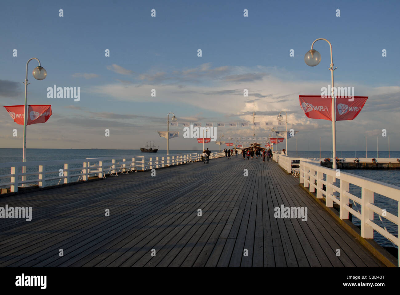 La bellissima 512 metri lungo il molo in legno del Mar Baltico resort Sopot in Pomerania Vicino Danzica Foto Stock