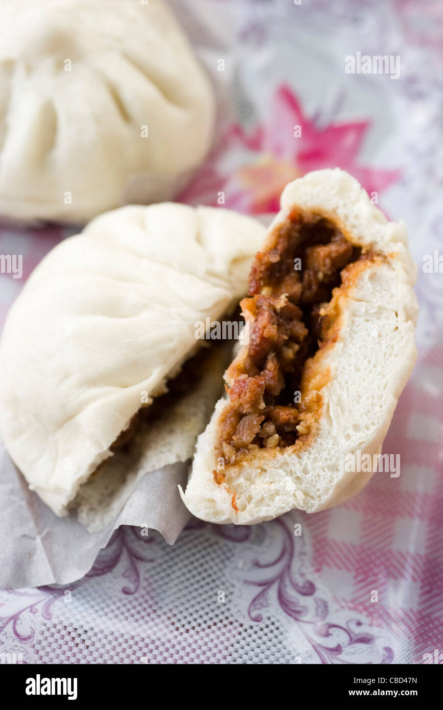 Carne di maiale al vapore panini Foto Stock