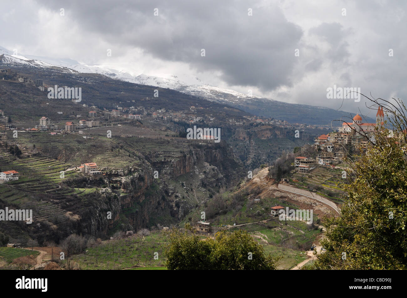 Qadisha valle, Libano, Christian mountain heartland. Ehden, Bcharre, i cedri Foto Stock