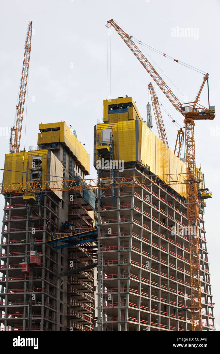 Banca centrale europea la costruzione dei nuovi locali sull'ex sito Grossmarkthalle a Francoforte in Germania. Foto Stock
