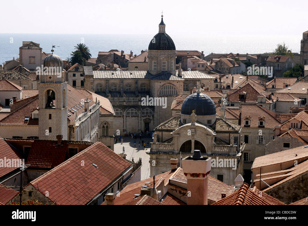 Campanile ST.Blasius chiesa cattedrale e la città vecchia di Dubrovnik Croazia 05 Ottobre 2011 Foto Stock