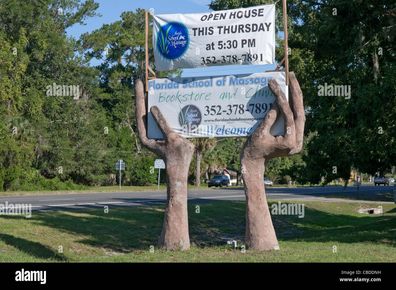 Giant mani scuola di massaggio accedi Gainesville Florida. Foto Stock