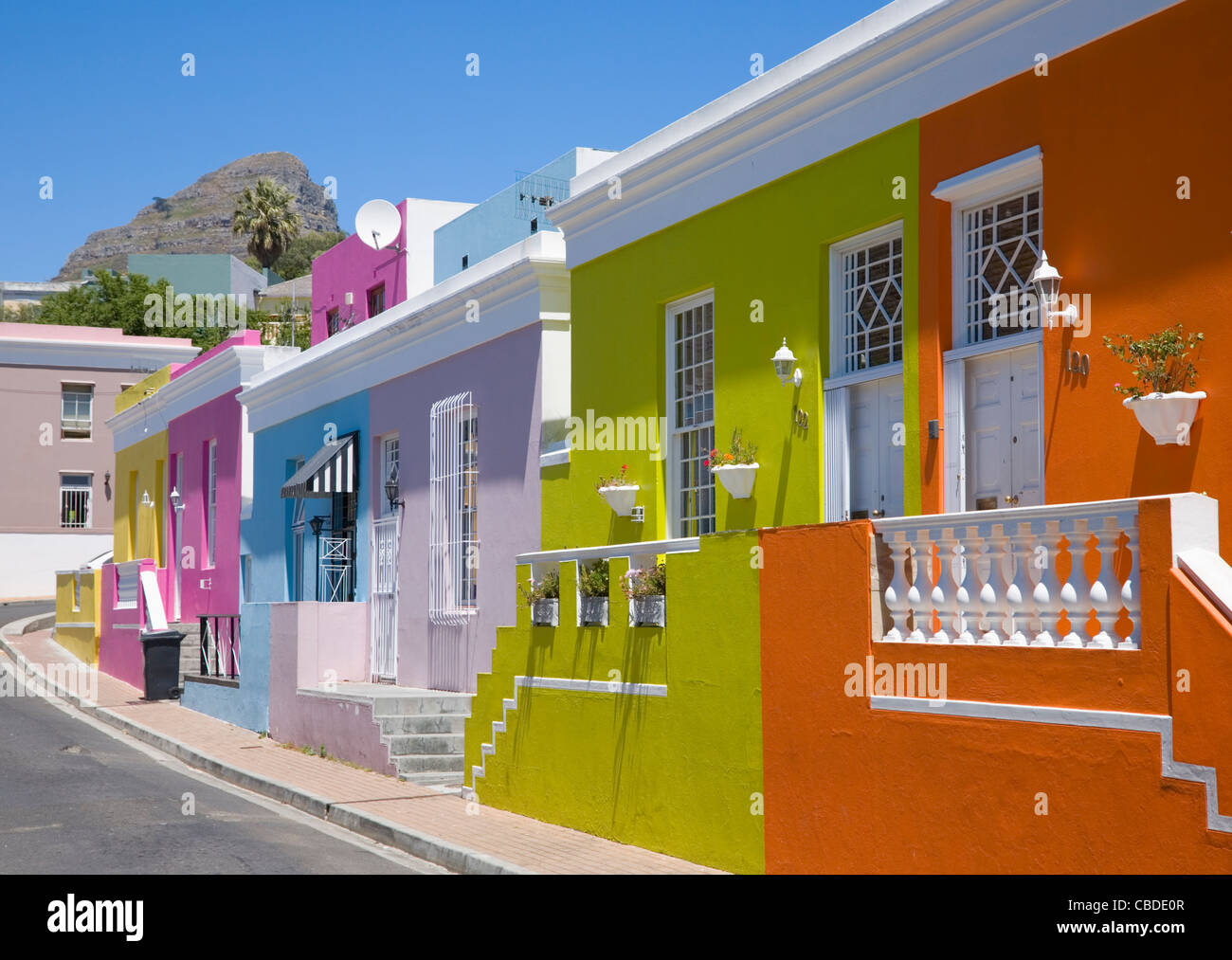 Case multicolore in Bo-Kaap zona di Cape Town. Sud Africa Foto Stock