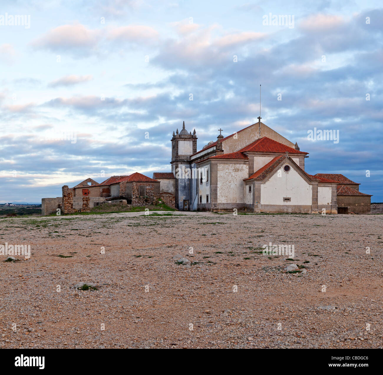 Retro di Nossa Senhora do Cabo santuario barocco, in Cape Espichel. Sesimbra, Portogallo Foto Stock