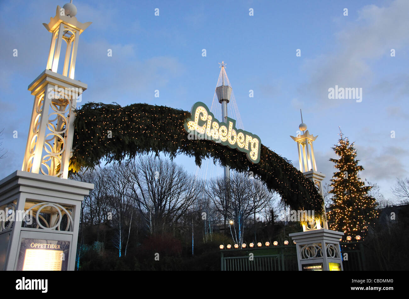 Ingresso sign di Liseberg Mercatino di Natale, Göteborg, Västergötland & Bohuslän Provincia, il Regno di Svezia Foto Stock