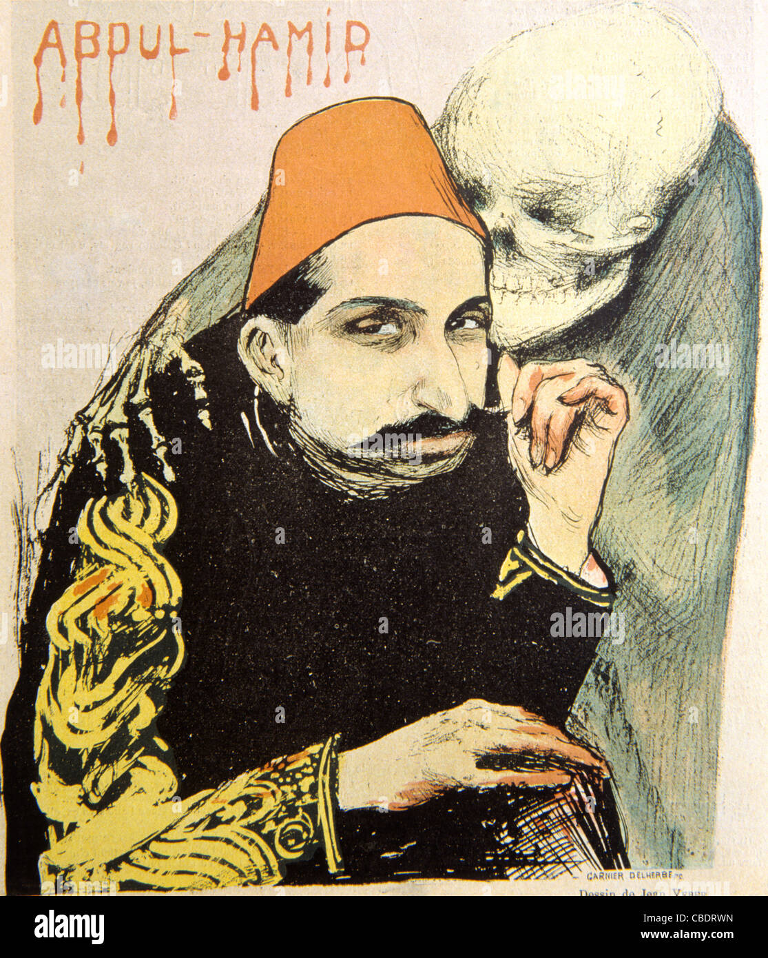 Il sultano Abdul Hamid II, sultano ottomano della Turchia come uomo malato d'Europa. Copertina del giornale satirico francese rivista, "Le Rire", Maggio 1897 Foto Stock