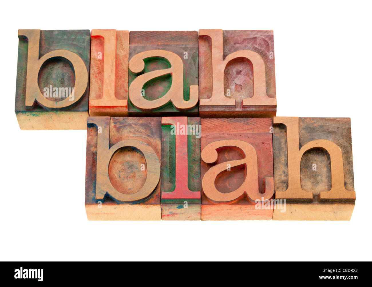Blah blah sciocchezze parlando - parole isolate in legno vintage tipografia blocchi Foto Stock