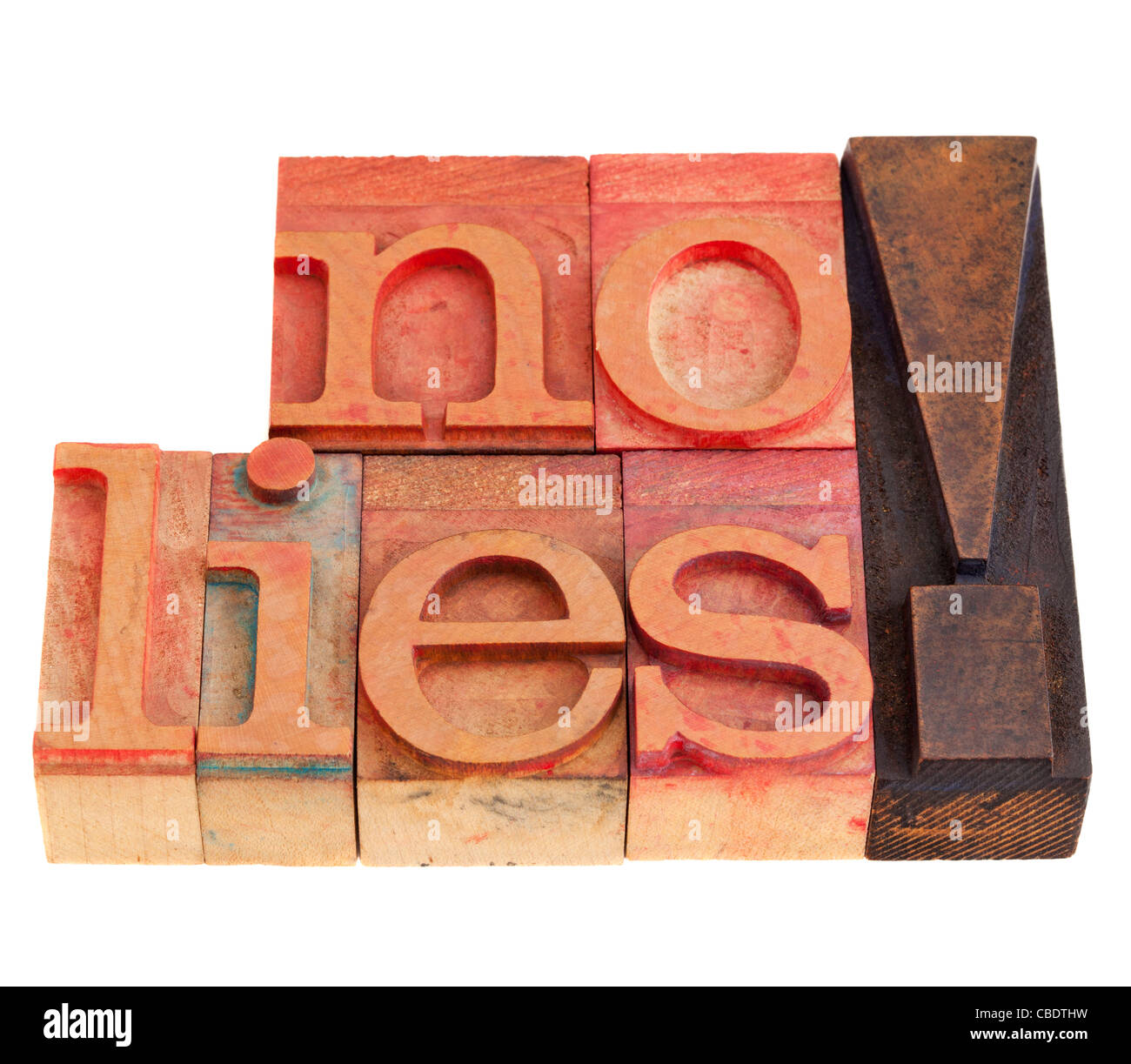 Nessun punto esclamativo risiede in legno vintage tipo di stampa in rilievo Foto Stock