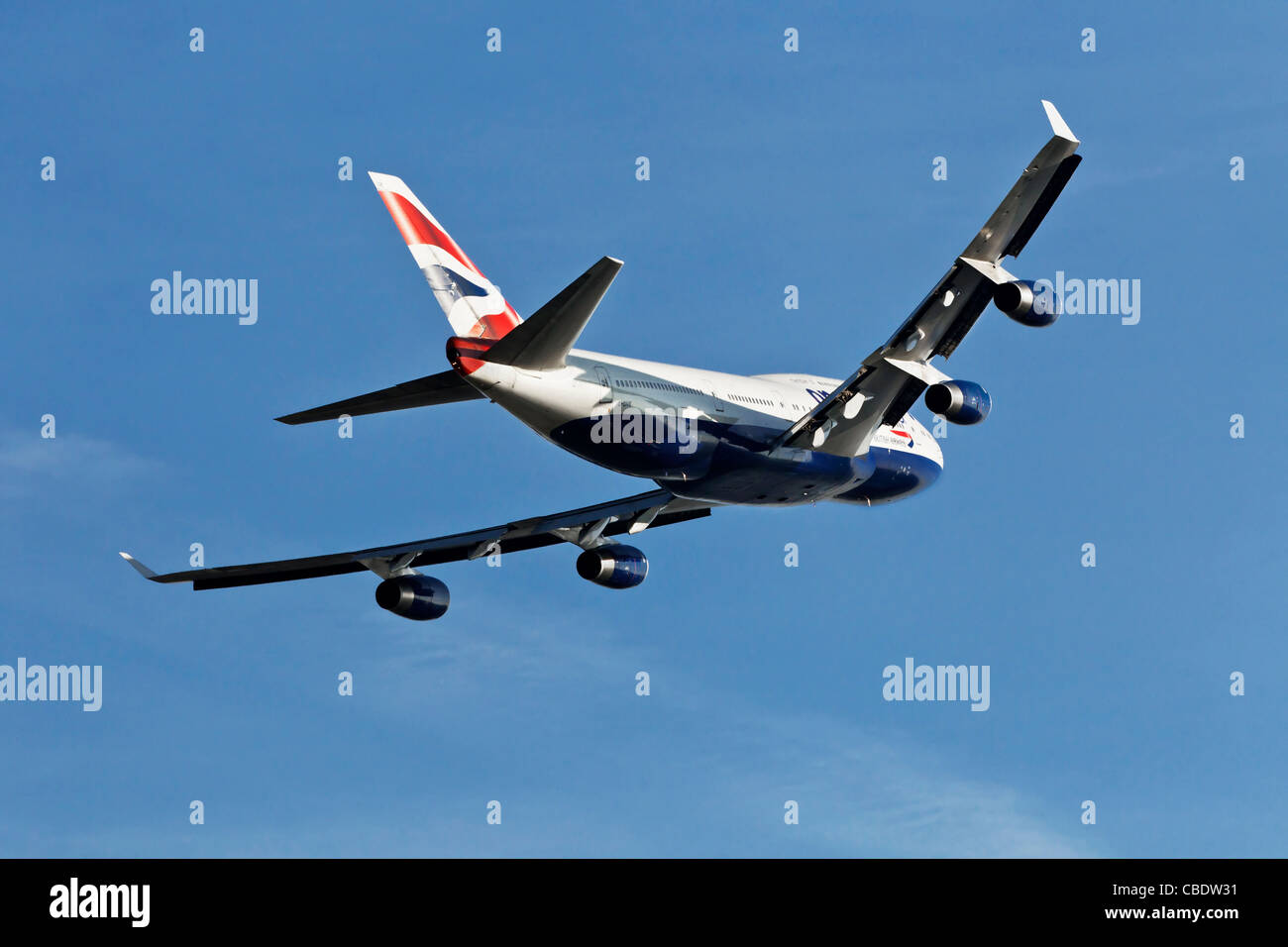 Un Boeing B747 jumbo jet o British Airways in partenza Foto Stock
