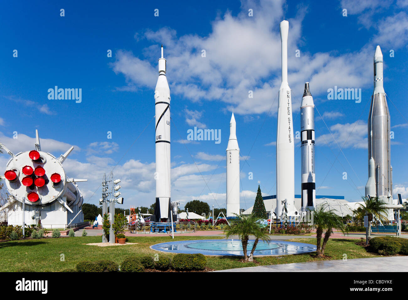 Il Razzo giardino, Kennedy Space Center Visitor Complex, Merritt Island, Florida, Stati Uniti d'America Foto Stock