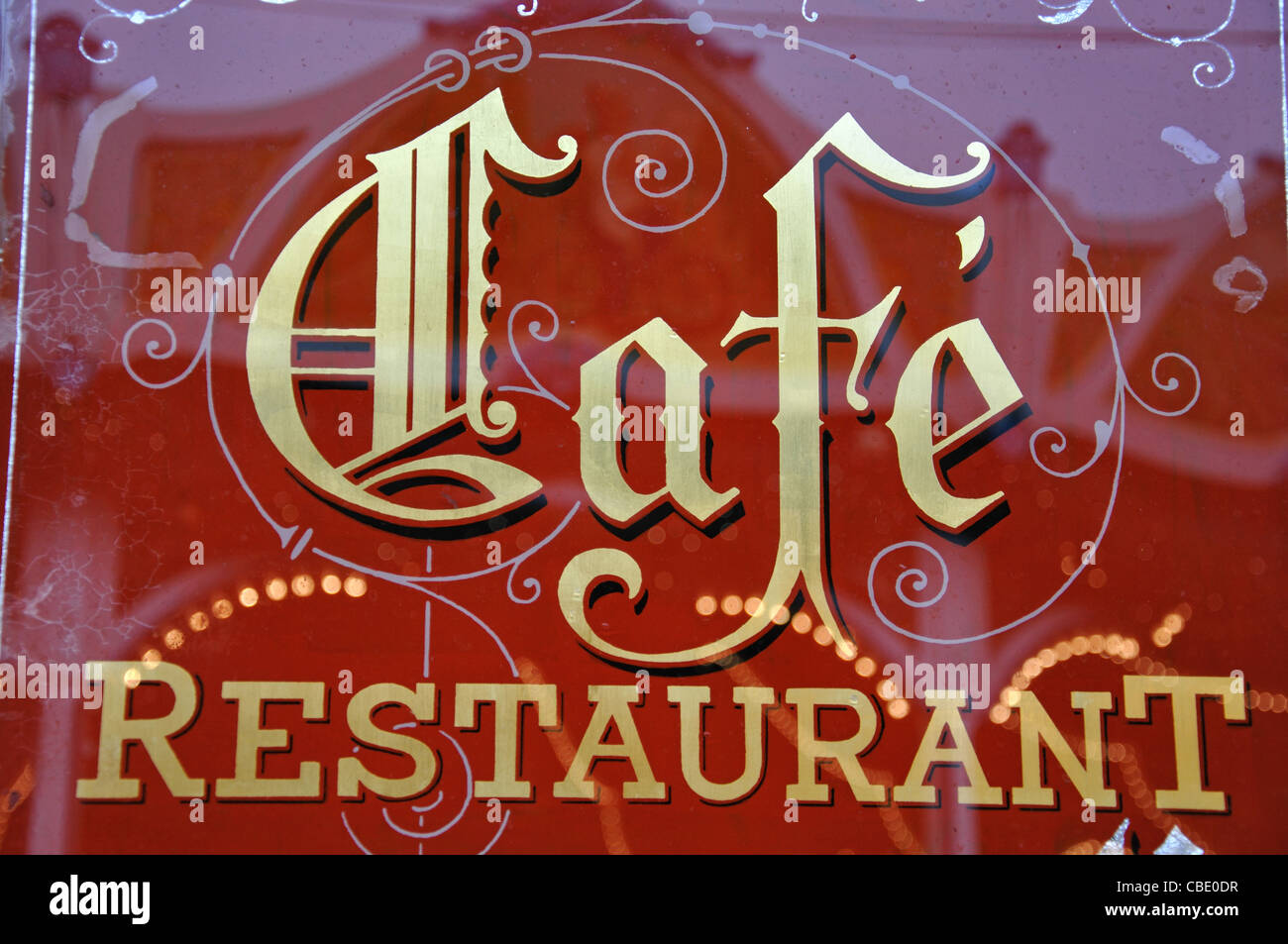 Cafe firmare al Mercato di Natale, Rathausplatz, Hamburg, Amburgo Regione Metropolitana, Repubblica federale di Germania Foto Stock