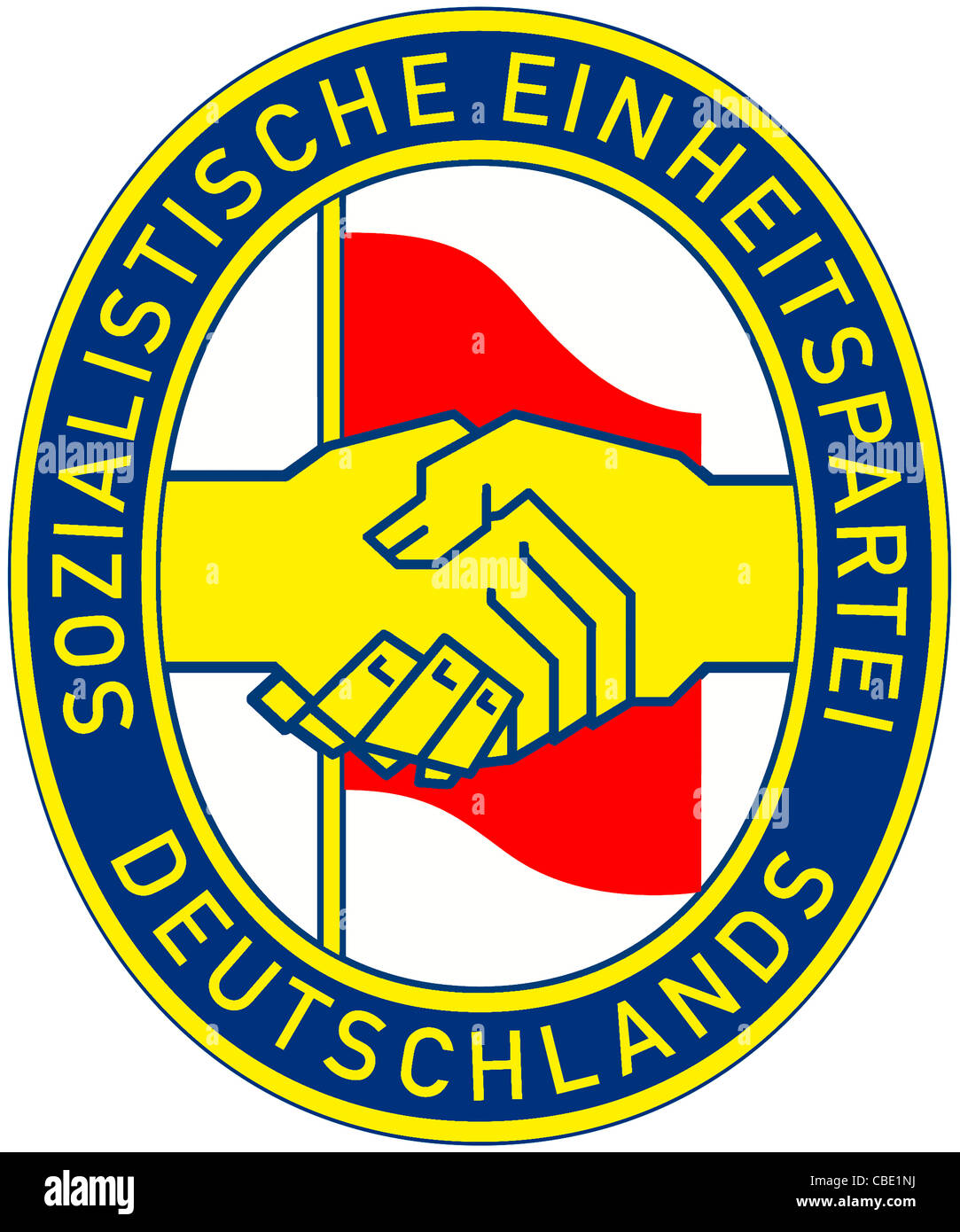 Badge di partito del Partito socialista unitario SED della Repubblica Democratica Tedesca RDT. Foto Stock