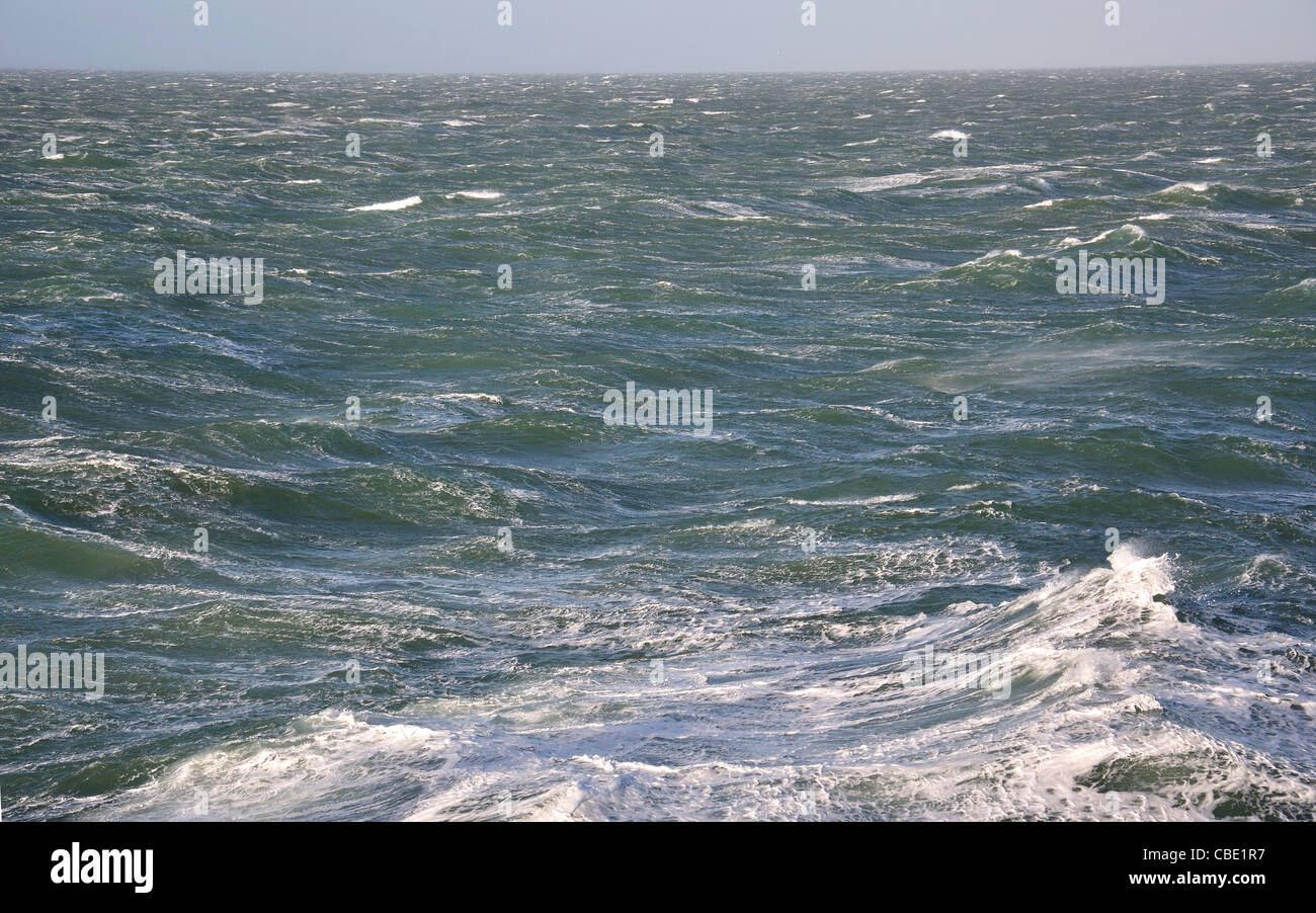 Mare mosso e spray, Mare del Nord Europa Foto Stock