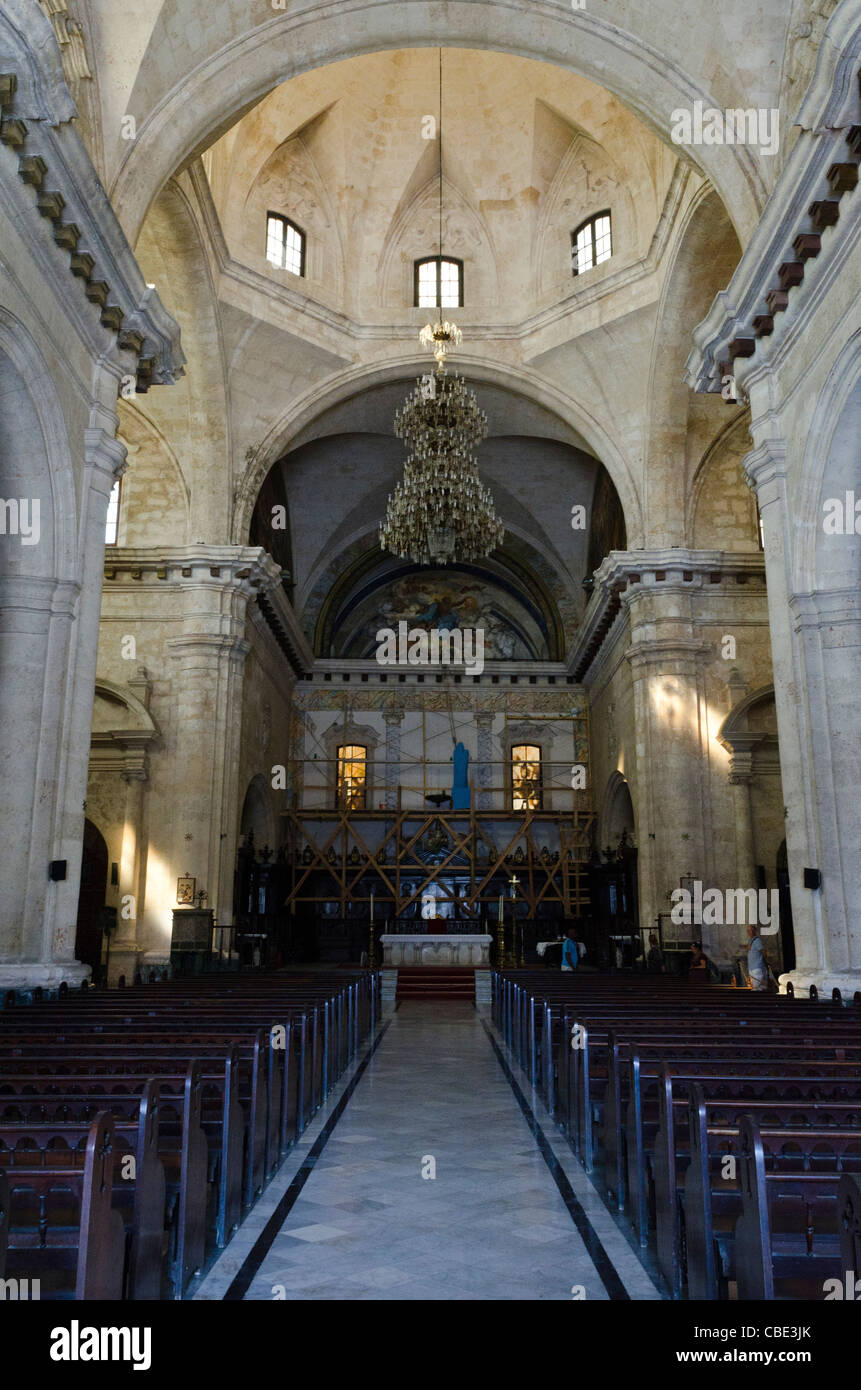 Gli interni della Cattedrale di Havana Vieja Cuba Foto Stock