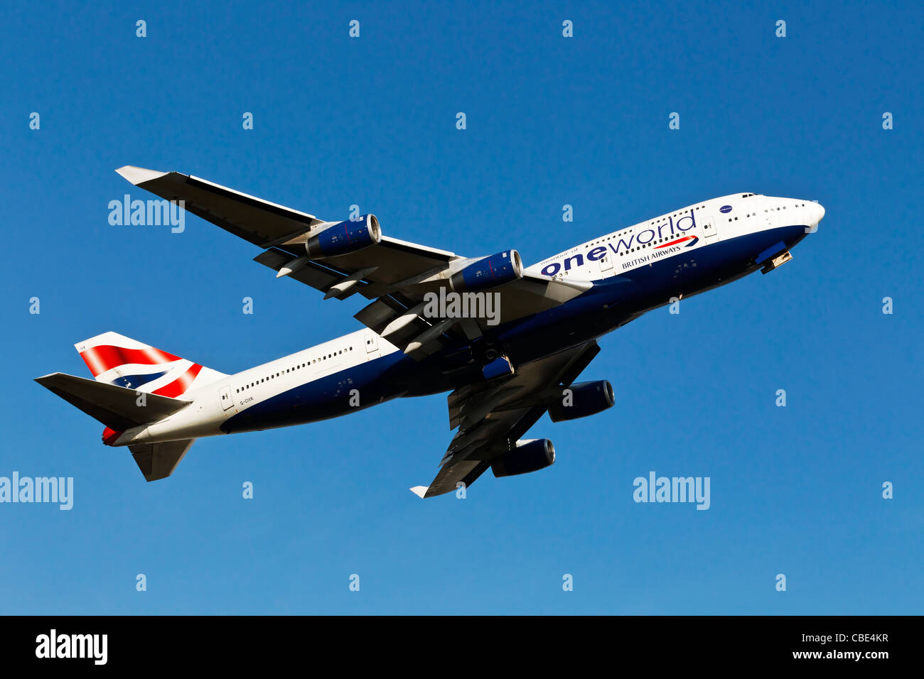 Un Boeing B747 jumbo jet di British Airways in partenza Foto Stock
