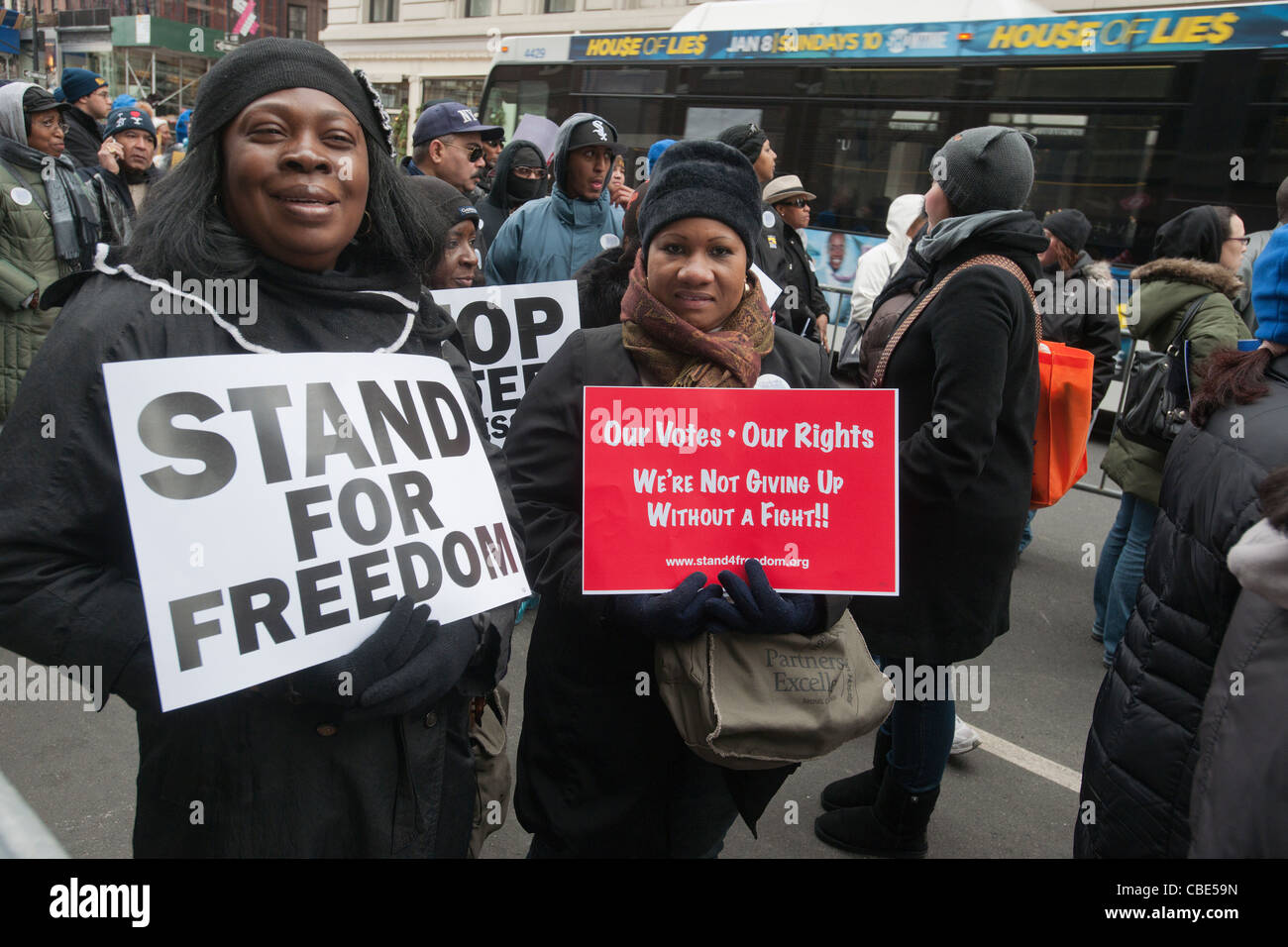 Rally contro l'attuazione di più severe norme di voto Foto Stock