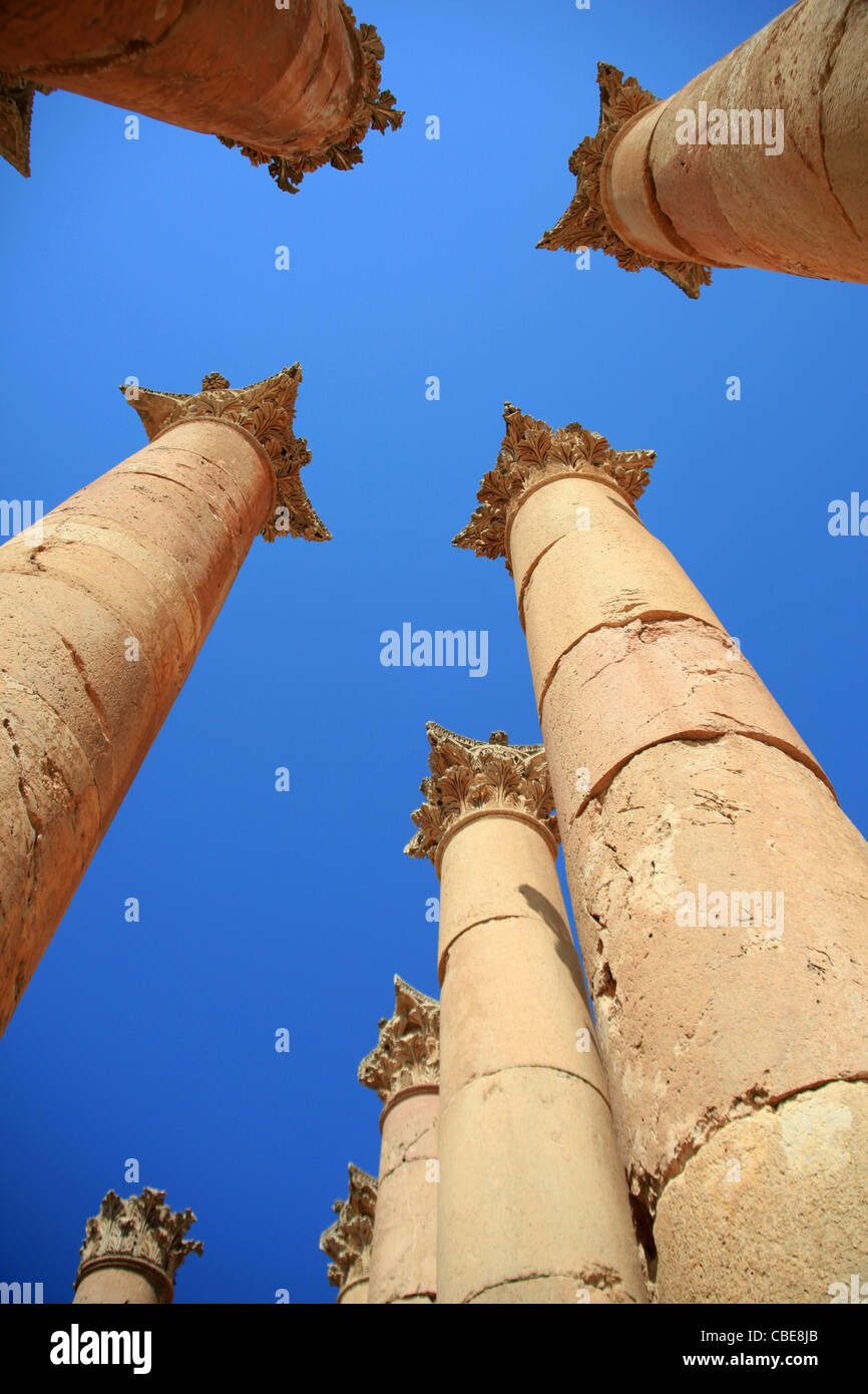Jerash colonne romane, Giordania Foto Stock