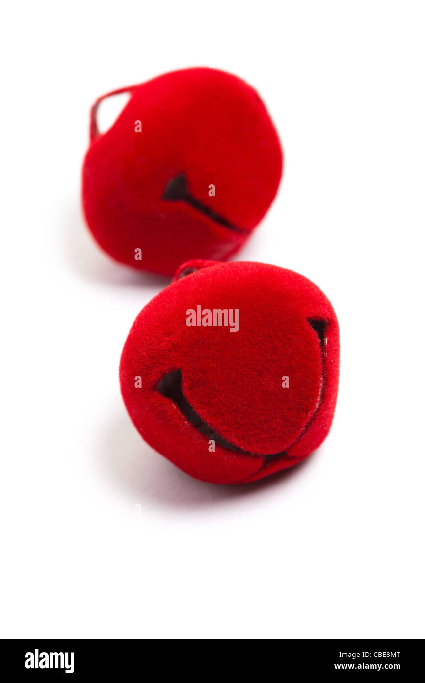 Red campane per la decorazione di Natale Foto Stock