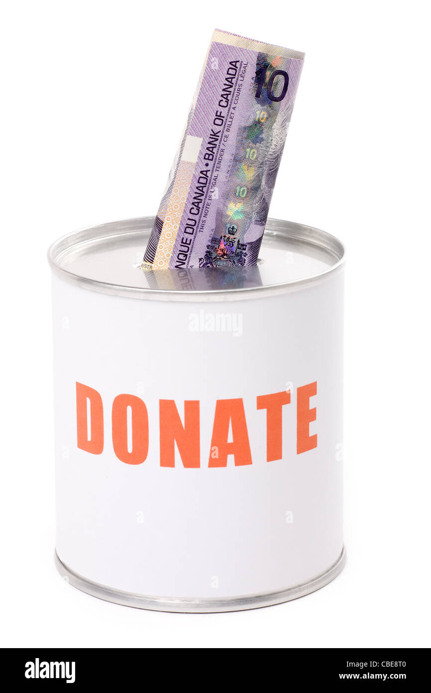Dollaro canadese e donazione Box, concetto di donazione Foto Stock