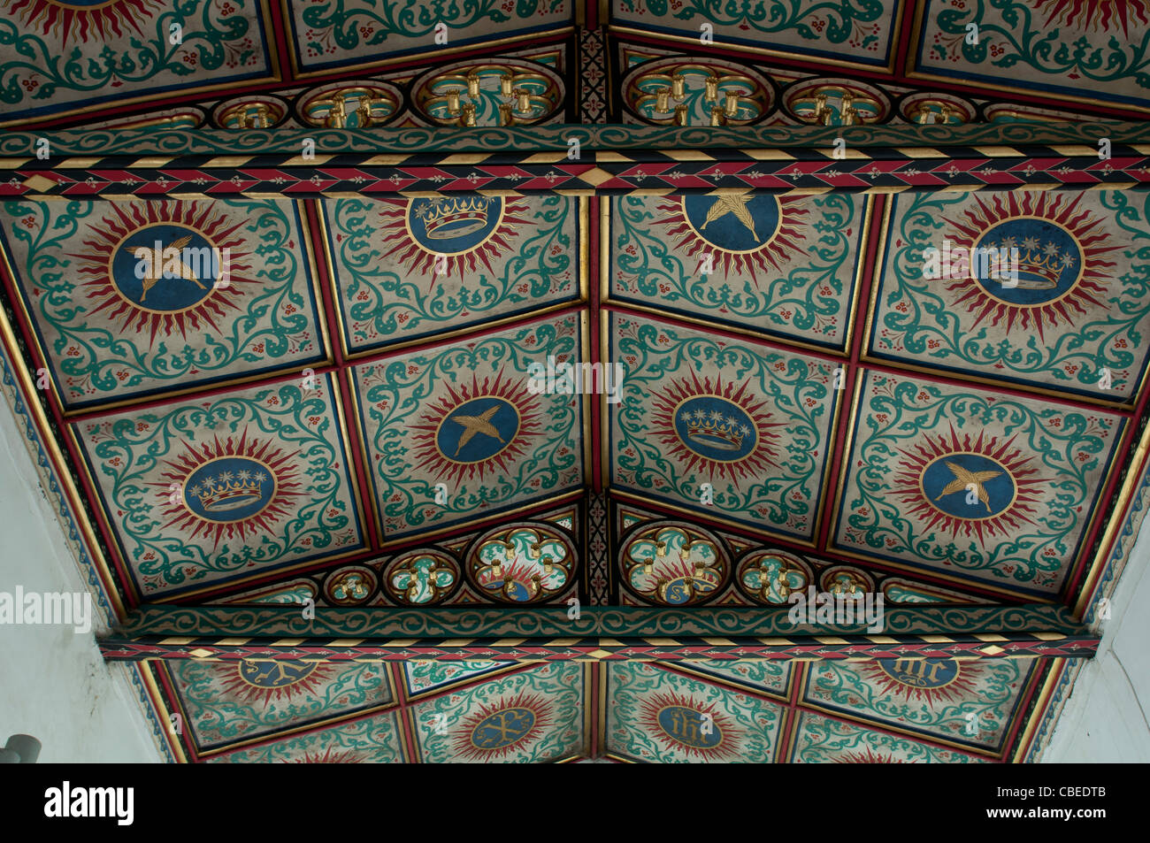 Coro soffitto, Chiesa di Tutti i Santi, Flore, Northamptonshire, England, Regno Unito Foto Stock